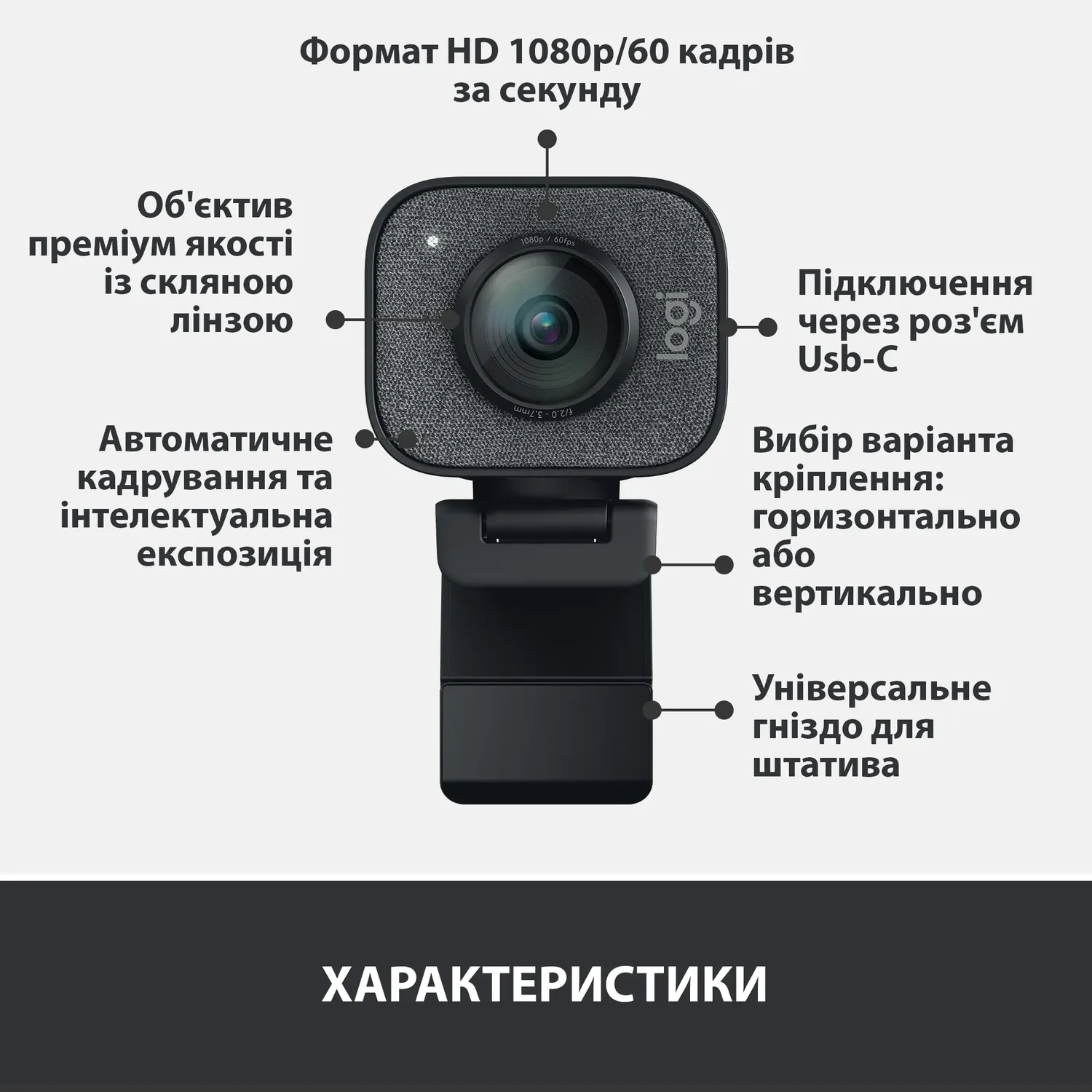 Купить Веб-камера Logitech StreamCam Graphite - цена в Киеве