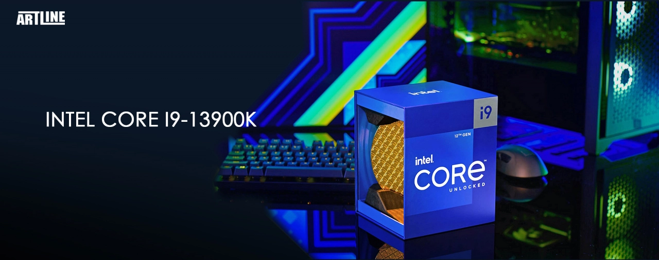 Intel Core i9-13900K процесор на тлі комп'ютера