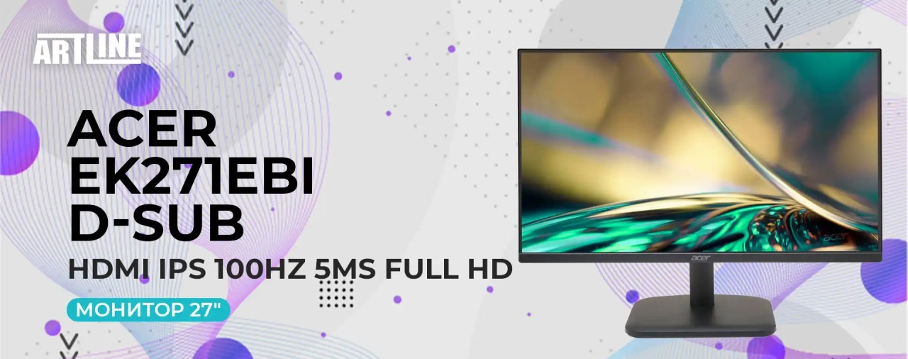 Монитор 27" Acer EK271EBI D-Sub HDMI IPS 100Hz 5ms Full HD