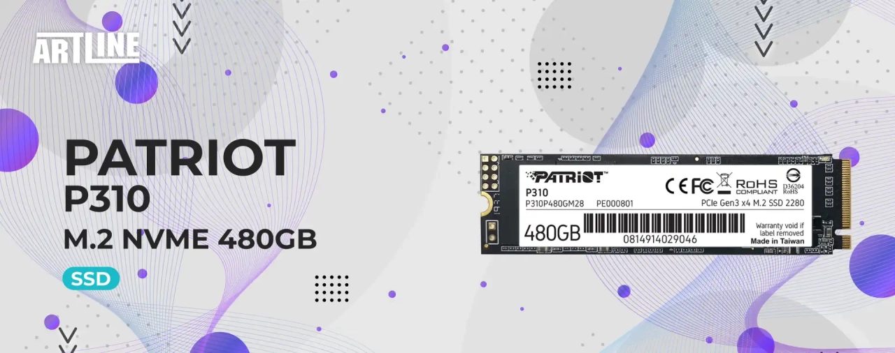 SSD PATRIOT P310 M.2 NVMe 480GB (P310P480GM28)