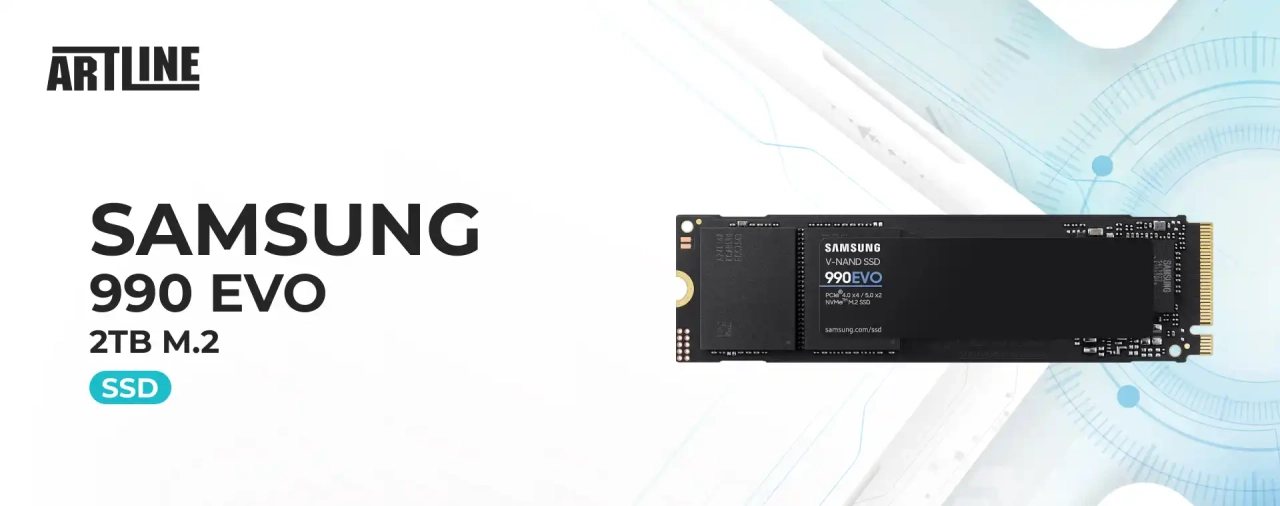 SSD диск Samsung 990 EVO 2TB M.2 NVMe TLC PCIe 5.0 (MZ-V9E2T0BW)