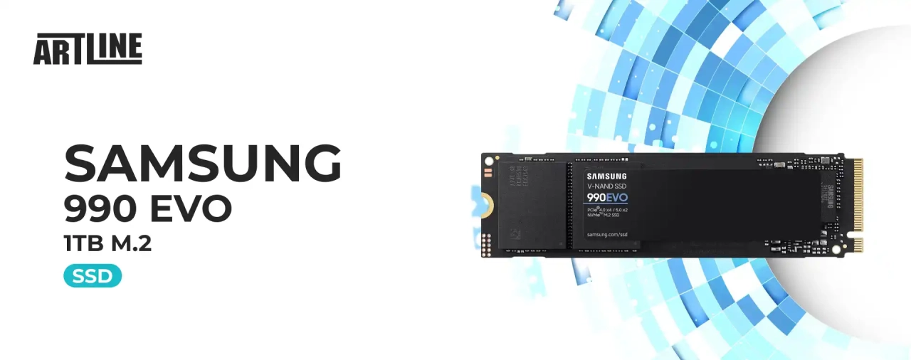 SSD диск Samsung 990 EVO 1TB M.2 NVMe TLC PCIe 5.0 (MZ-V9E1T0BW)