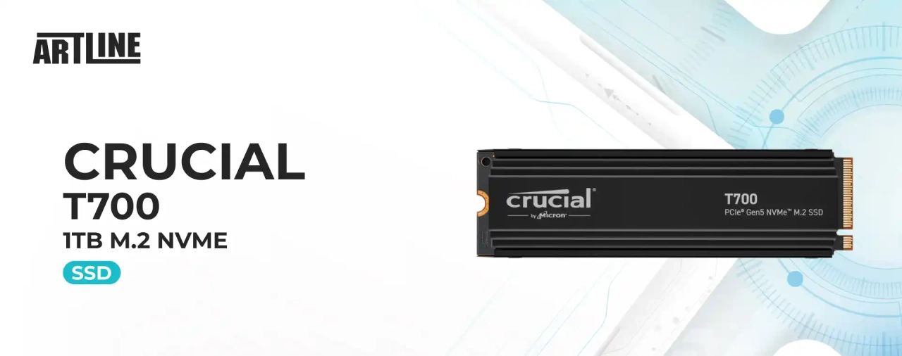 SSD диск Crucial T700 1TB with heatsink PCIe 5.0 M.2 NVMe (CT1000T700SSD5)