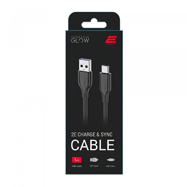 Купить Дата кабель USB 2.0 AM to Type-C 1.0m Glow black 2E (2E-CCAC-BL) - фото 2