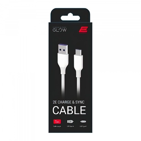Купить Дата кабель USB 2.0 AM to Type-C 1.0m Glow white 2E (2E-CCAC-WH) - фото 2