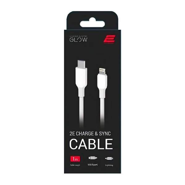 Купити Дата кабель USB-C to Lightning 1.0m Glow white 2E (2E-CCCL-WH) - фото 2