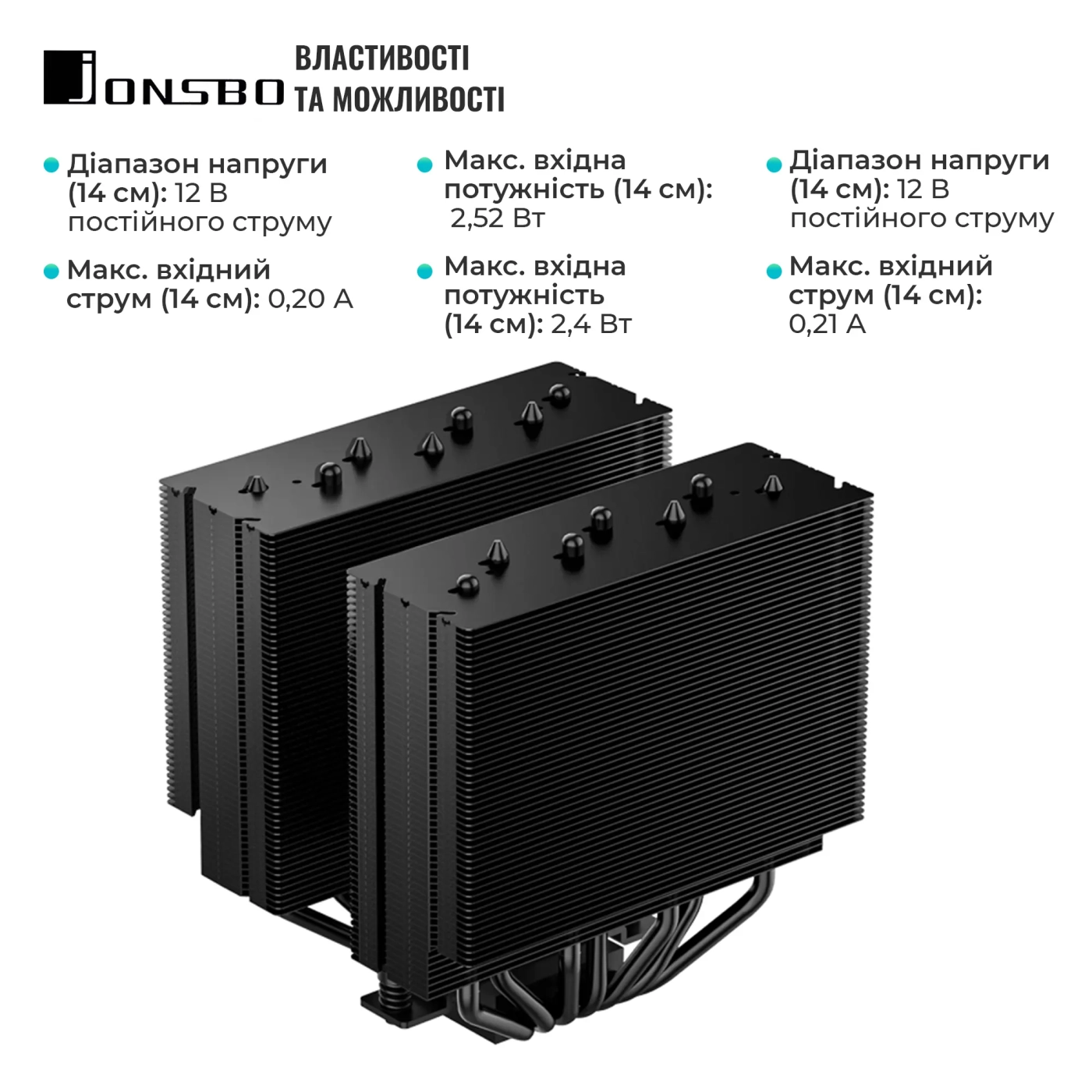 Купити Процесорний кулер JONSBO HX7280 Black (140mm/4pin/LGA1200/115X/1700/2011/AM4/AM5/4PIN PWM) - фото 7
