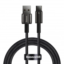 Купить Кабель Baseus Tungsten Gold Fast Charging Data Cable USB to Type-C 100W 1m Black - фото 1