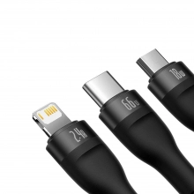 Купити Кабель Baseus Flash Series One-for-three Fast Charging Data Cable USB to M+L+C 66W 1.2m Black - фото 3