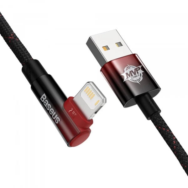 Купить Кабель Baseus MVP 2 Elbow-shaped Fast Charging Data Cable USB to iP 2.4A 1m Black|Red - фото 2