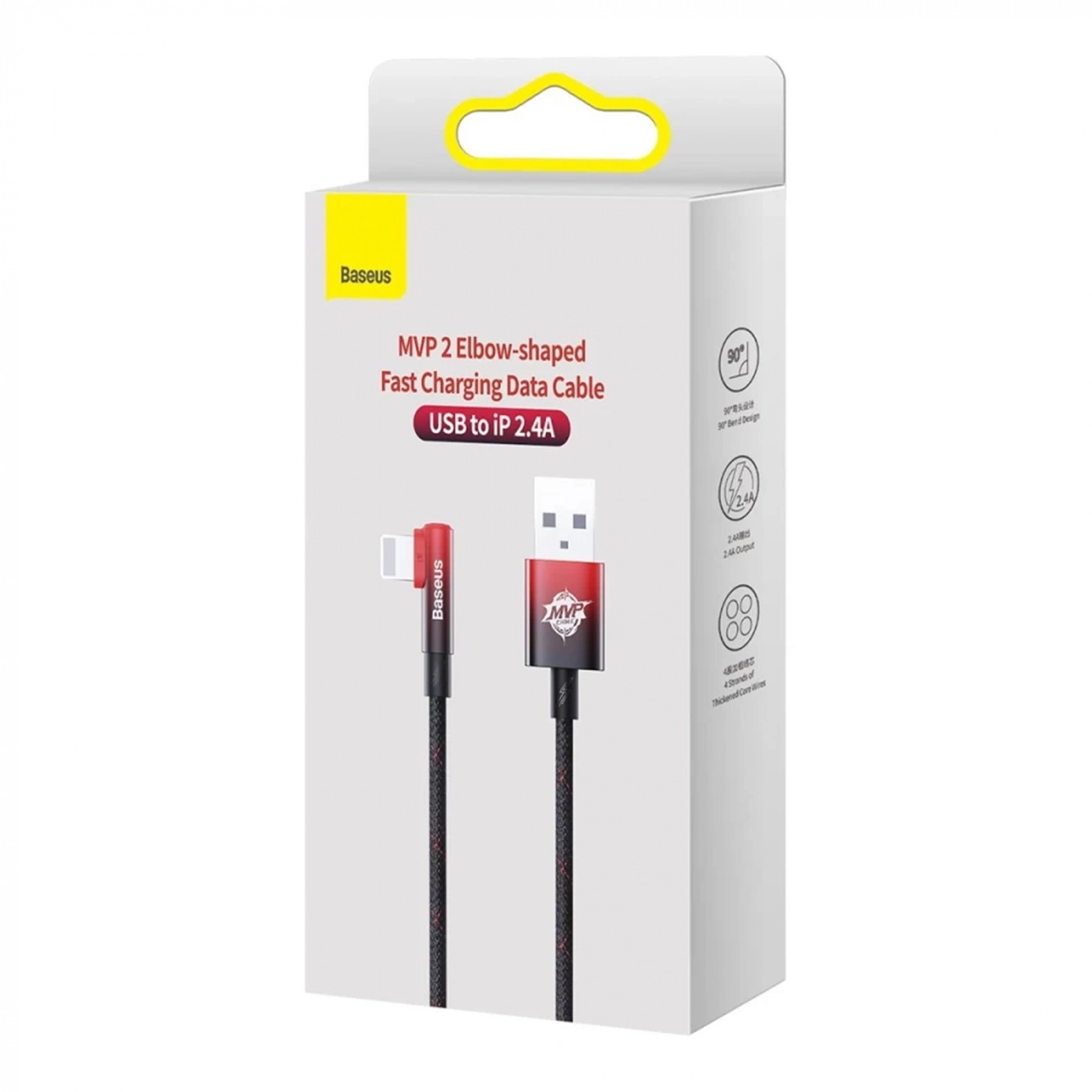 Купить Кабель Baseus MVP 2 Elbow-shaped Fast Charging Data Cable USB to iP 2.4A 1m Black|Red - фото 8