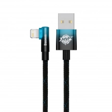 Купить Кабель Baseus MVP 2 Elbow-shaped Fast Charging Data Cable USB to iP 2.4A 1m Black|Blue - фото 1