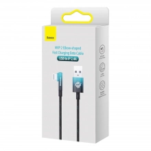 Купить Кабель Baseus MVP 2 Elbow-shaped Fast Charging Data Cable USB to iP 2.4A 1m Black|Blue - фото 8