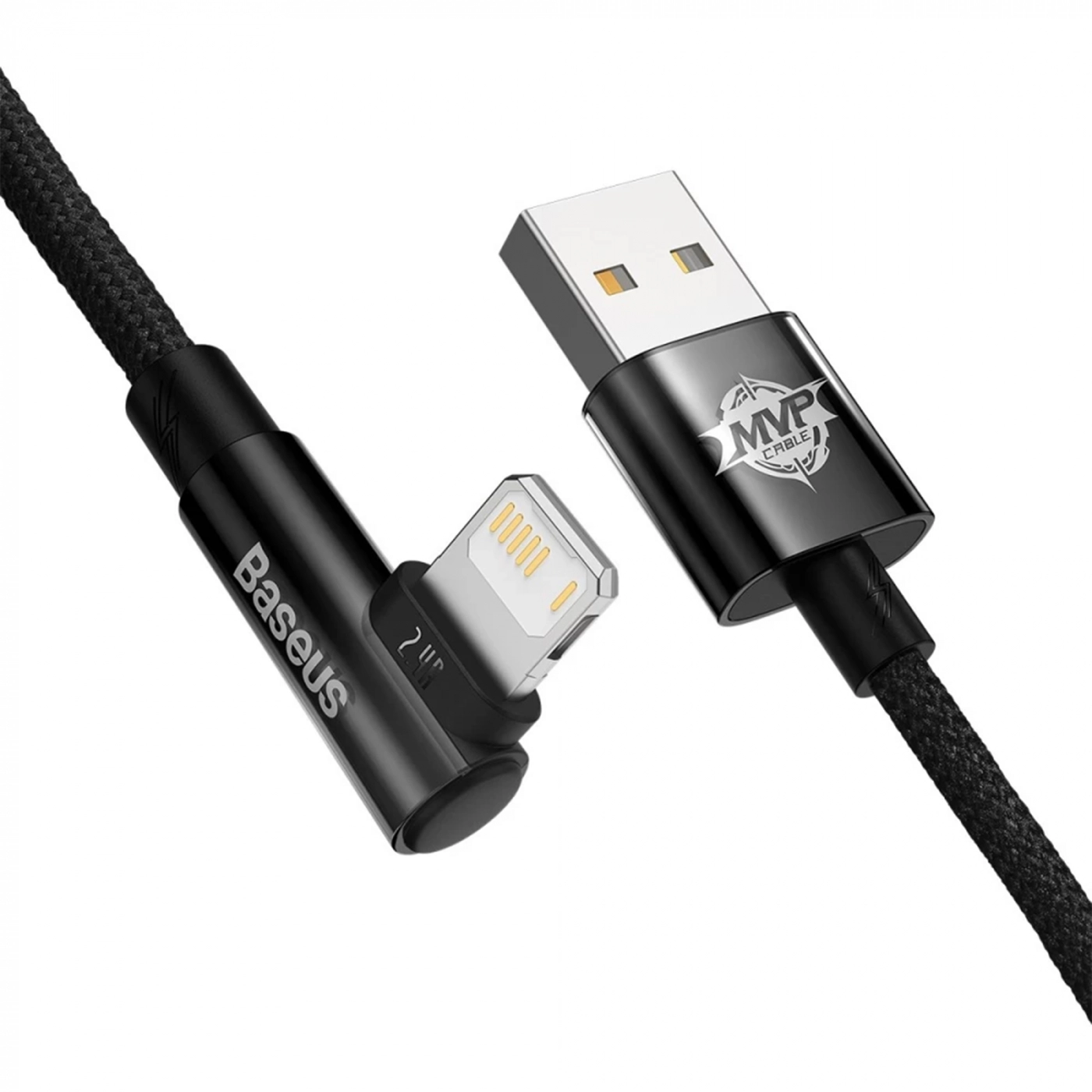 Купить Кабель Baseus MVP 2 Elbow-shaped Fast Charging Data Cable USB to iP 2.4A 2m Black - фото 2