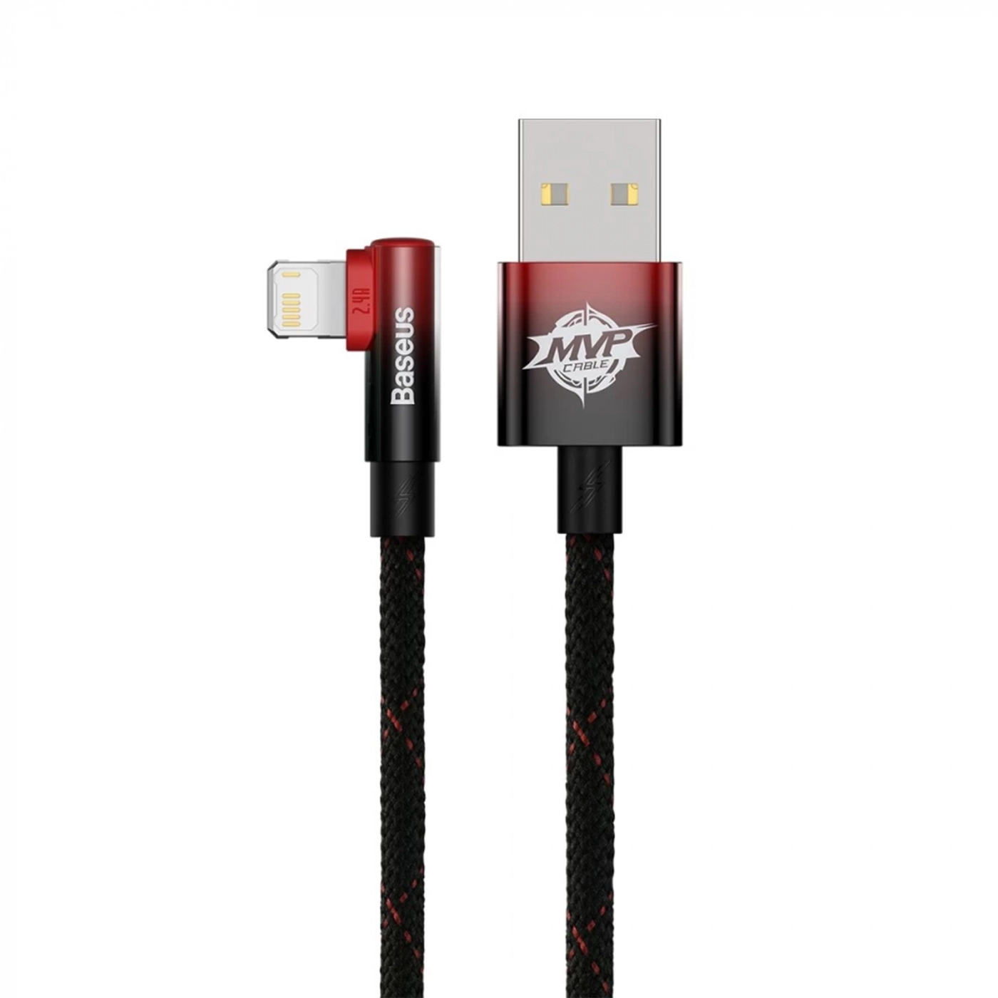 Купити Кабель Baseus MVP 2 Elbow-shaped Fast Charging Data Cable USB to iP 2.4A 2m Black|Red - фото 1