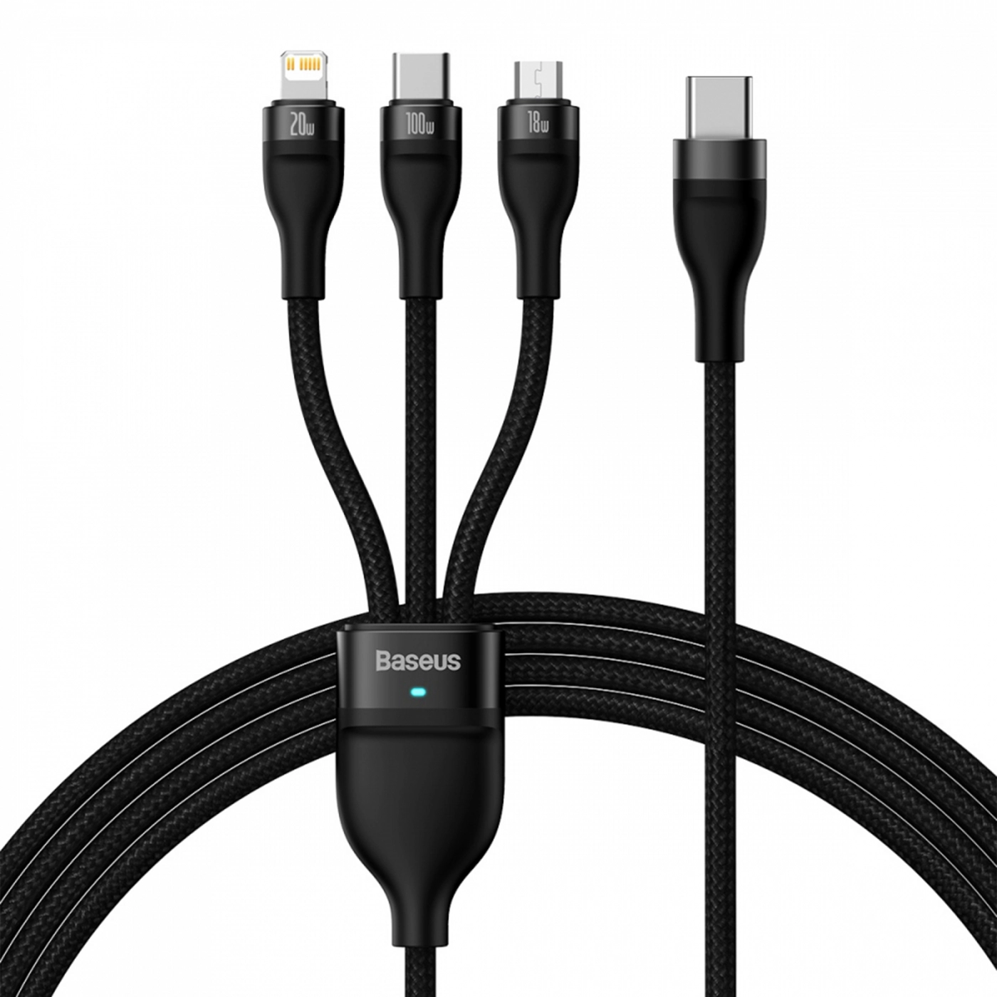 Купити Кабель Baseus Flash Series One-for-three Fast Charging Cable Type-C to M+L+C 100W 1.5m Black - фото 1