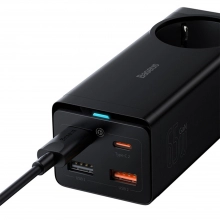 Купити Зарядний пристрій Baseus GaN3 Pro Desktop Powerstrip AC+2U+2C 65W EU Black (Include charging Cable Type-C) - фото 6
