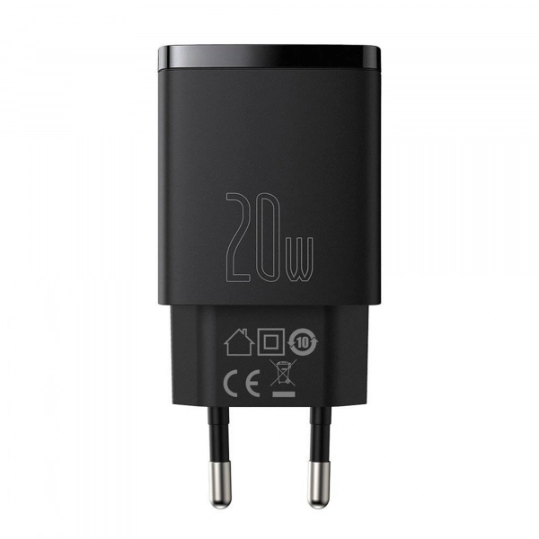 Купить Зарядное устройство Baseus Compact Quick Charger U+C 20W EU Black - фото 2