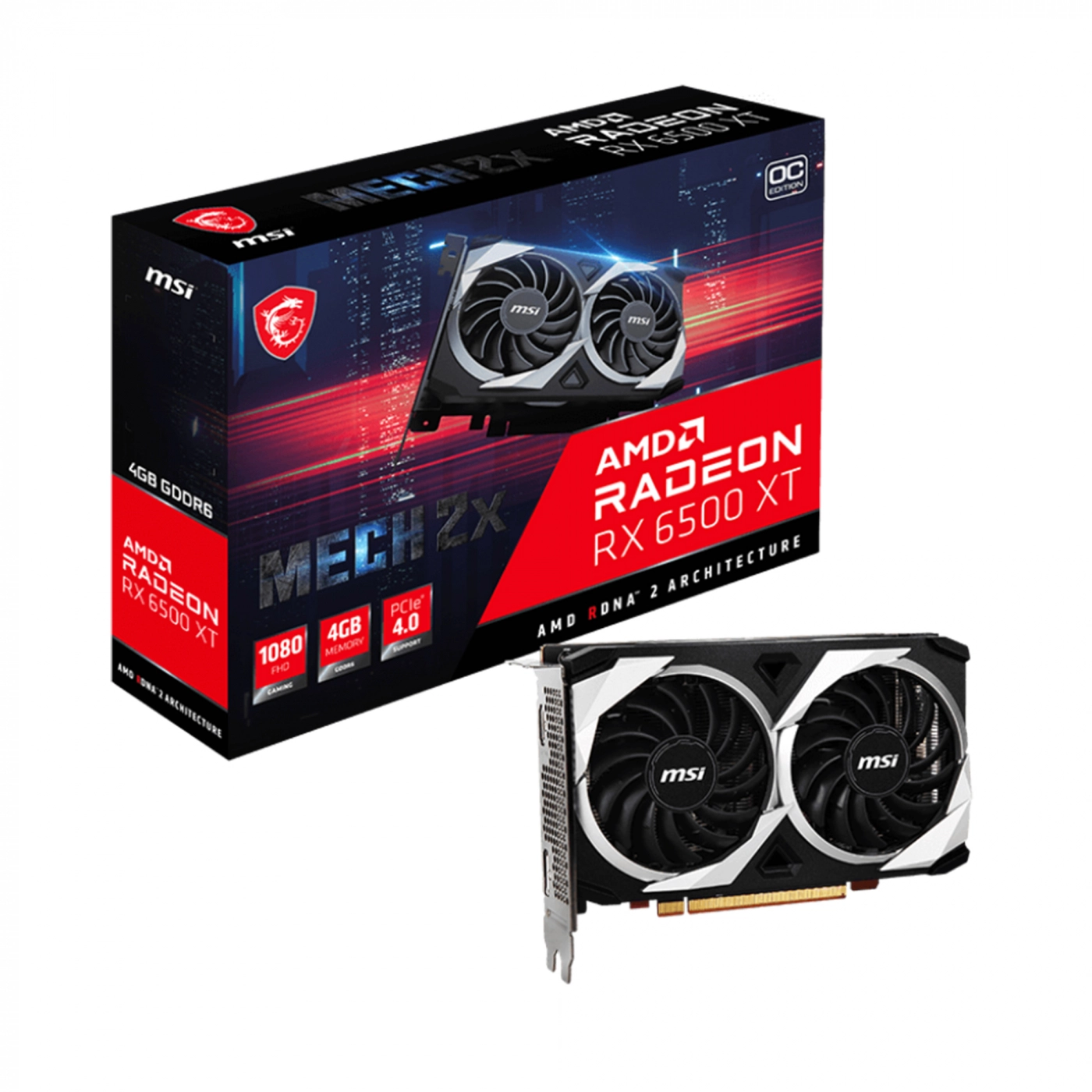 Купить Видеокарта MSI Radeon RX 6500 XT MECH 2X 4G OC - фото 5