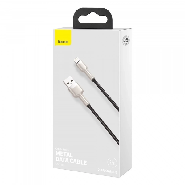 Купити Кабель Baseus Cafule Metal Cable USB to Lightning 2.4A 0.25m Black - фото 7