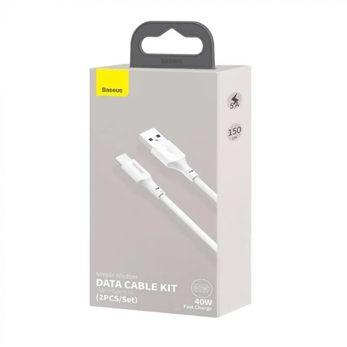 Купить Комплект кабелей Baseus Simple Wisdom Data Cable Kit USB to Type-C 5A (2PCS/Set) 1.5m White - фото 3