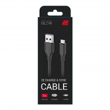 Купить Дата кабель USB 2.0 AM to Micro 5P 1.0m Glow black 2E (2E-CCAM-BL) - фото 2