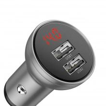 Купить Автомобильное зарядное устройство Baseus Digital Display Dual USB 4.8A Car Charger 24W Silver - фото 4