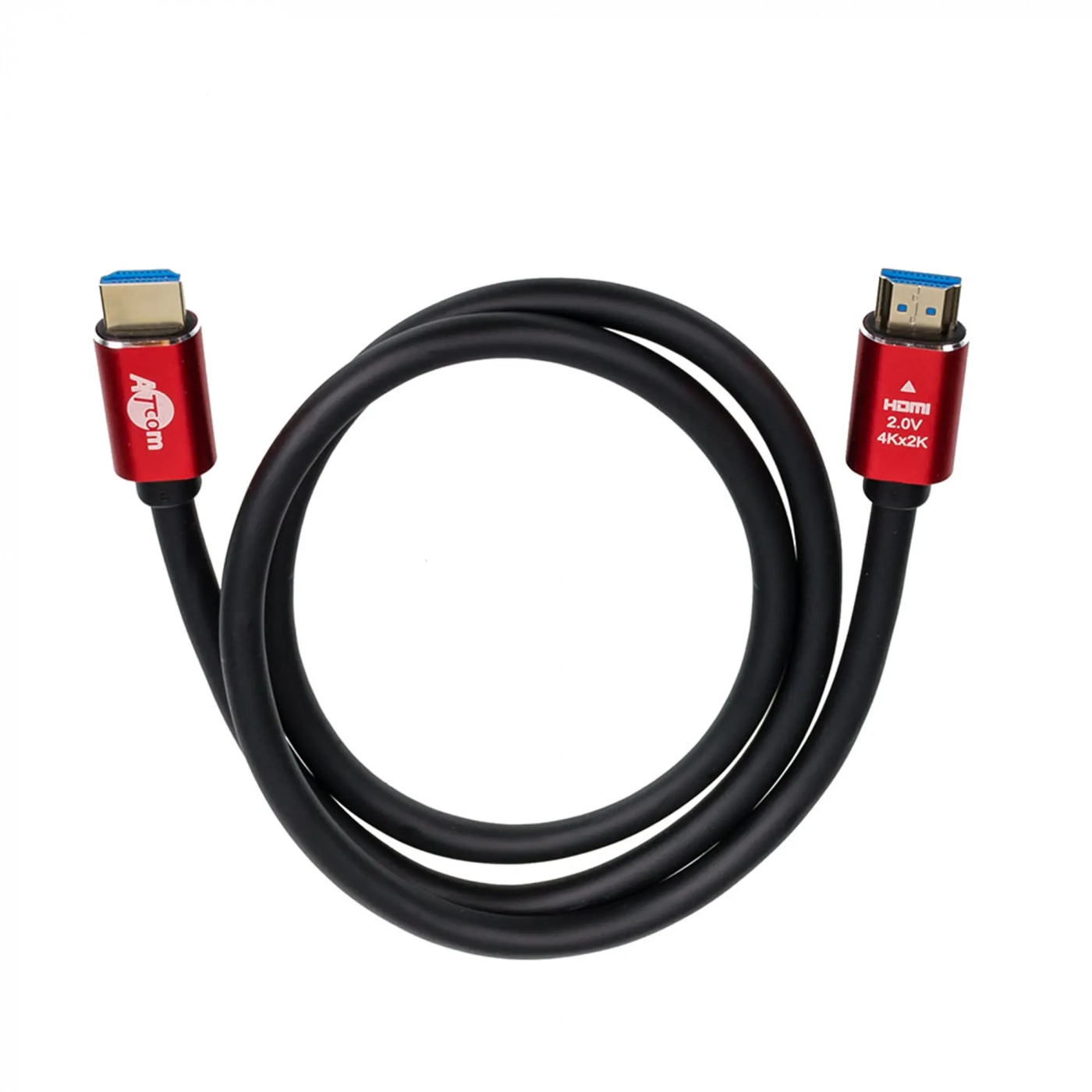 Купить Кабель ATcom HDMI-HDMI Red/Gold, пакет, 3м, 4К, VER 2.0 - фото 2