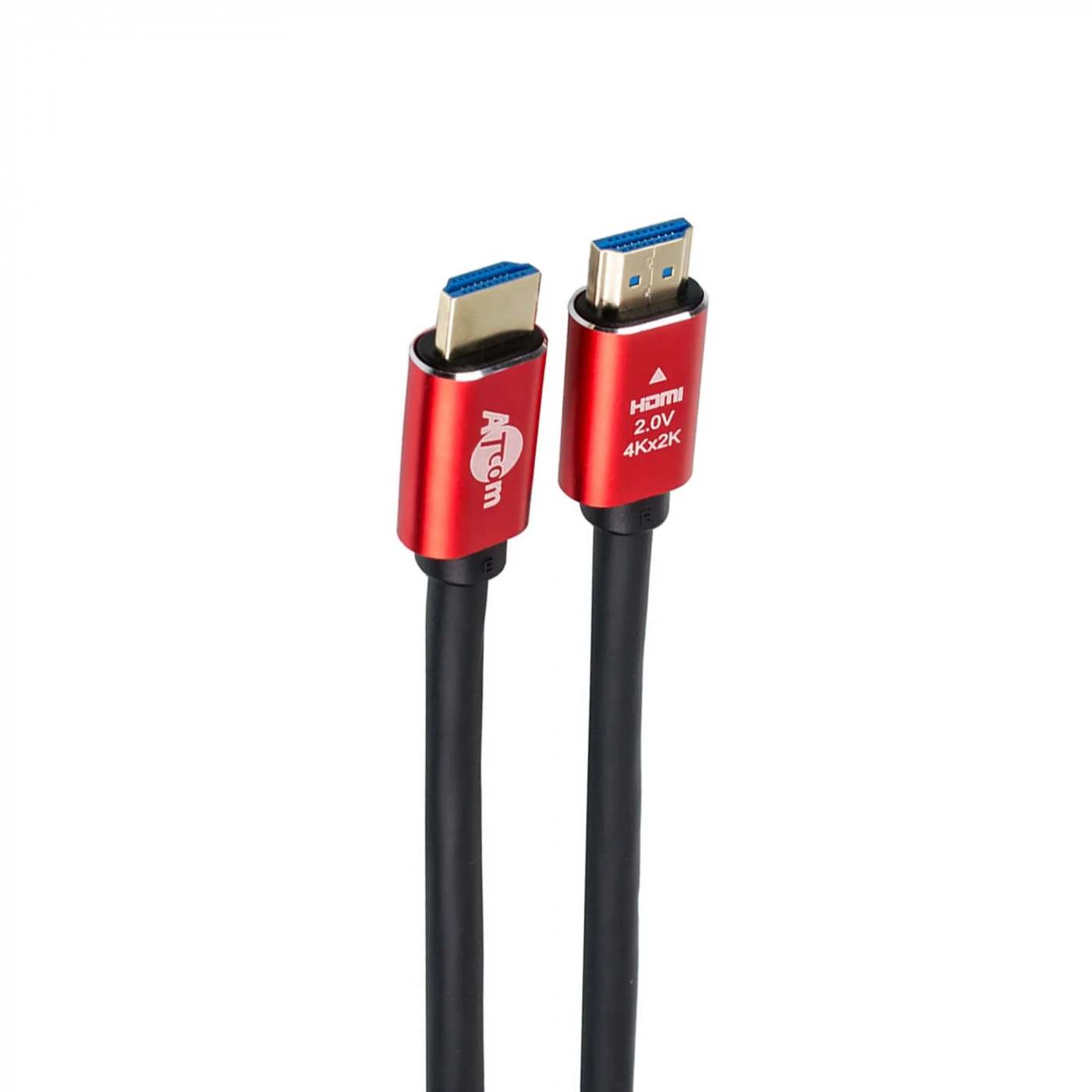 Купить Кабель ATcom HDMI-HDMI Red/Gold, пакет, 5м, 4К, VER 2.0 - фото 1
