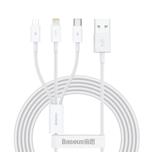 Купить Кабель Baseus Superior Series Fast Charging 3-in-1 (Micro USB+Lightning+Type-C) 3.5A (1.5m) White - фото 1