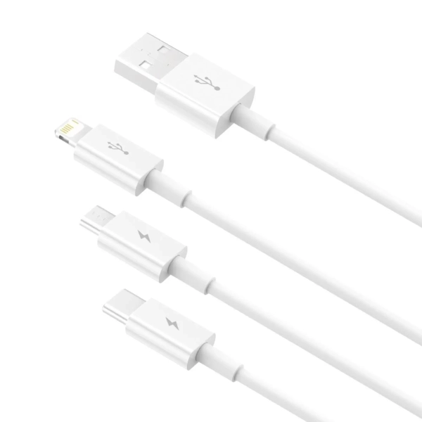 Купить Кабель Baseus Superior Series Fast Charging 3-in-1 (Micro USB+Lightning+Type-C) 3.5A (1.5m) White - фото 2