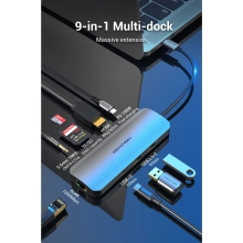 Купить Концентратор Vention USB 3.1 Type-C - HDMI/USB 3.0x2/RJ45/USB-C/SD/TF/TRRS 3.5mm - фото 3