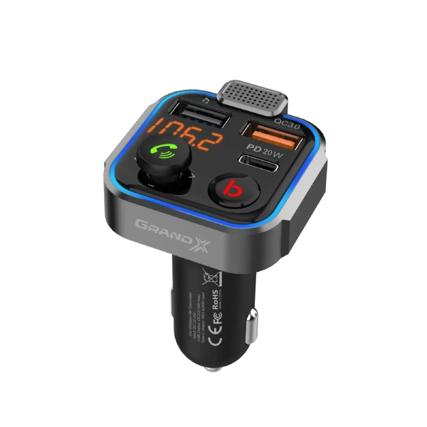 Купить FM-трансмиттер Grand-X 99GRX MegaBass, Bluetooth V5.0, Hands Free, Quick Charge 3.0, PD 20W - фото 3