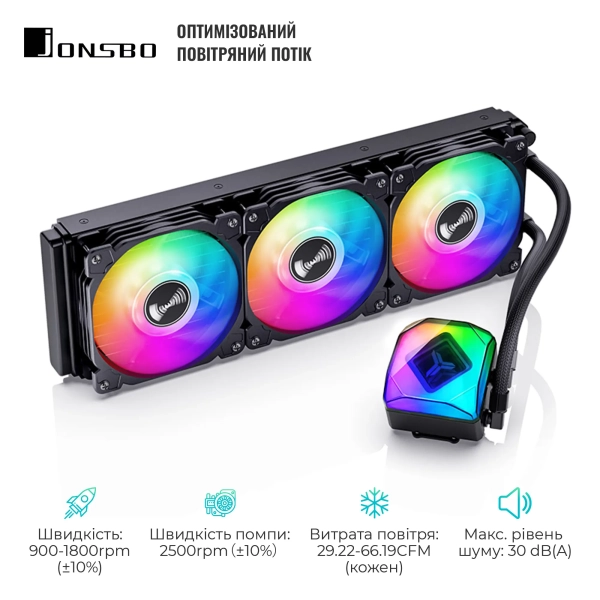 Купить Система жидкостного охлаждения JONSBO TW6-360 ARGB Black (Intel LGA1700/1200/115X/2011 AMD AM4/AM5/4PIN PWM) - фото 3