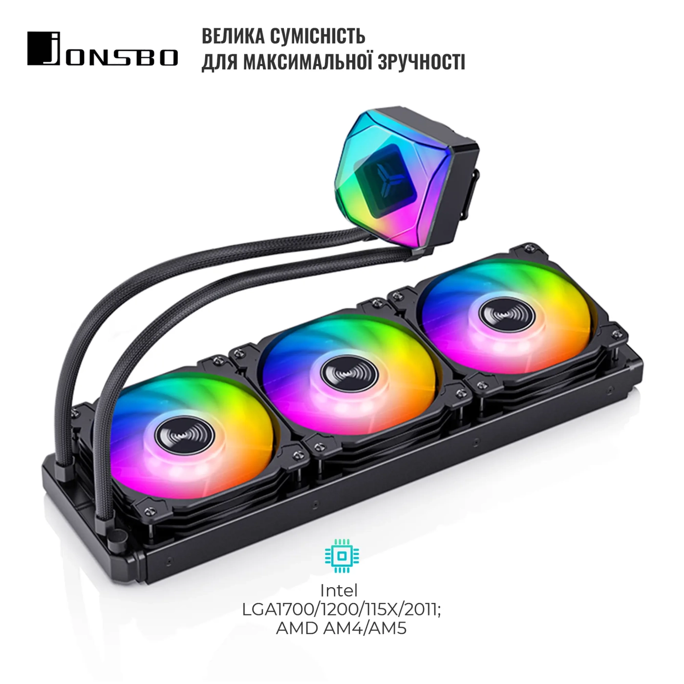 Купити Система рідинного охолодження JONSBO TW6-360 ARGB Black (Intel LGA1700/1200/115X/2011 AMD AM4/AM5/4PIN PWM) - фото 5