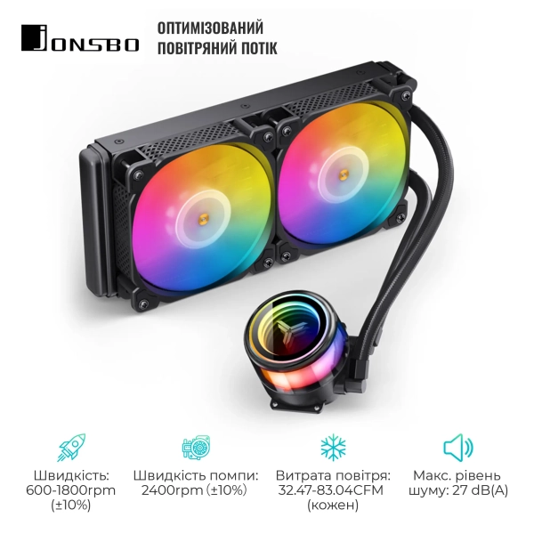 Купити Система рідинного охолодження JONSBO TW7-240 ARGB Black (Intel LGA1700/1200/115X/2011 AMD AM4/AM5/4PIN PWM) - фото 3