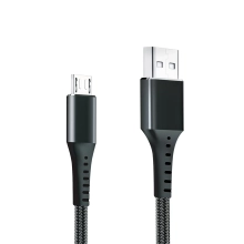 Купити Кабель Grand-X USB-micro USB 3A, 1.2m, Fast Сharge, Black товст.нейлон оплетення, преміум BOX (FM-12B) - фото 1