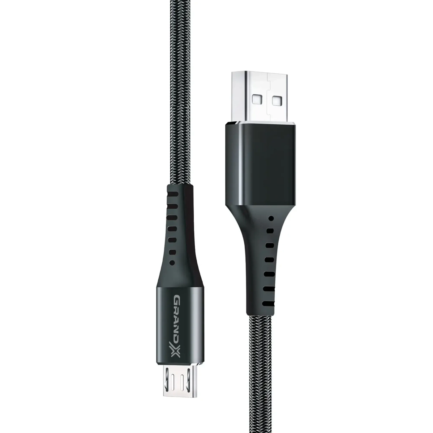 Купить Кабель Grand-X USB-micro USB 3A, 1.2m, Fast Сharge, Black толст.нейлон оплетки, премиум BOX (FM-12B) - фото 2