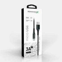 Купить Кабель Grand-X USB-micro USB 3A, 1.2m, Fast Сharge, Black толст.нейлон оплетки, премиум BOX (FM-12B) - фото 4