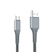 Купити Кабель Grand-X USB-micro USB 3A, 1.2m, Fast Сharge, Grey товст.нейлон оплетення, преміум BOX (FM-12G) - фото 1
