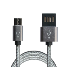 Купить Кабель Grand-X USB-micro USB 2,1A, 1m, 100% медь, Grey/Black симметр розъем, доп.защита - оплетка, Гифтбокс - фото 1