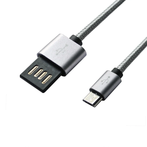 Купить Кабель Grand-X USB-micro USB 2,1A, 1m, 100% медь, Grey/Black симметр розъем, доп.защита - оплетка, Гифтбокс - фото 2