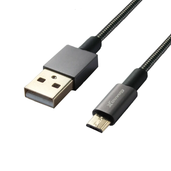Купить Кабель Grand-X USB-micro USB 2,1A, 1m, 100% медь, защитное метеальное покрытие. Упаковка гифтбокс с отворотом (MM-01) - фото 2