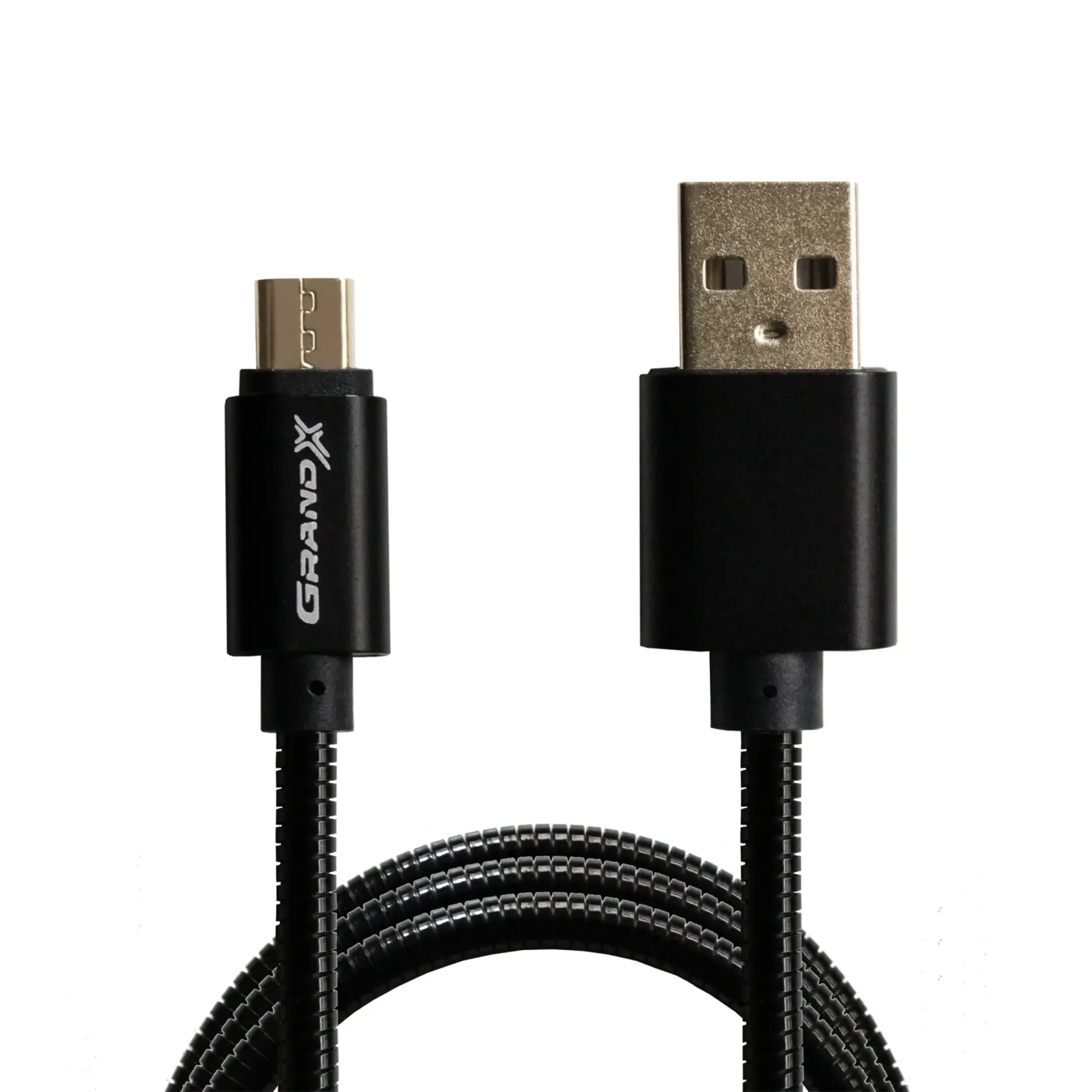 Купить Кабель Grand-X USB-Micro USB Black 2.1A, 1m, 100% медь, защитное метеальное покрытие. Упаковка гифтбокс с отворотом (MM-01B) - фото 1