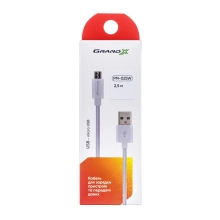 Купить Кабель Grand-X USB-micro USB, 100% медь, 2.5m, White BOX (PM025W) - фото 3