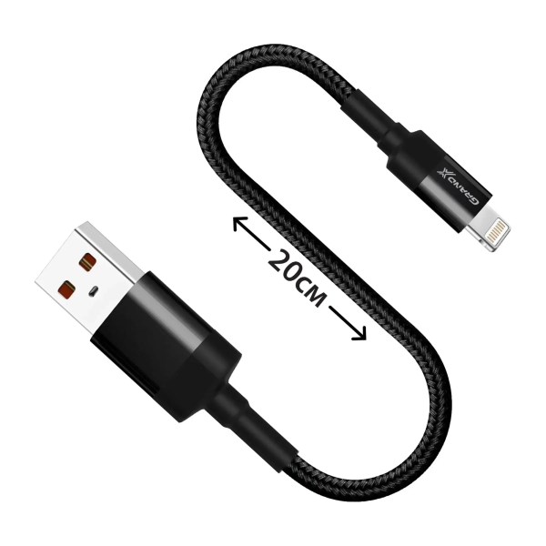 Купити Кабель Grand-X для Power Bank USB-Lightning FM-20L 20cm, CU, Black, захист тканин.оплетення BOX (FM-20L) - фото 2