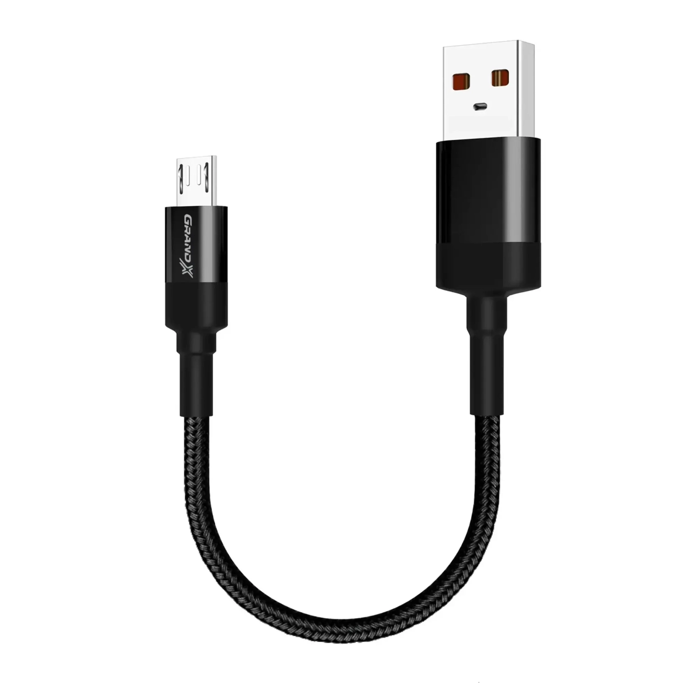 Купить Кабель Grand-X для Power Bank USB-microUSB FM-20M 20cm, CU, Black, защита тканей. оплетки BOX (FM-20M) - фото 1