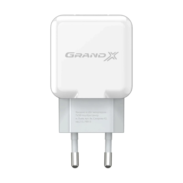Купити Зарядний пристрій Grand-X USB 5V 2,1A White з захистом від перенавантажень +  cable USB -> micro USB, Cu (CH-03UMW) - фото 4