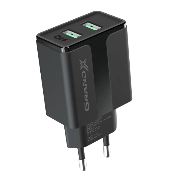 Купити Зарядний пристрій Grand-X 5V 2,4A 2USB Black з захистом від перенавантаження + cable USB -> Type C (CH-15T) - фото 3