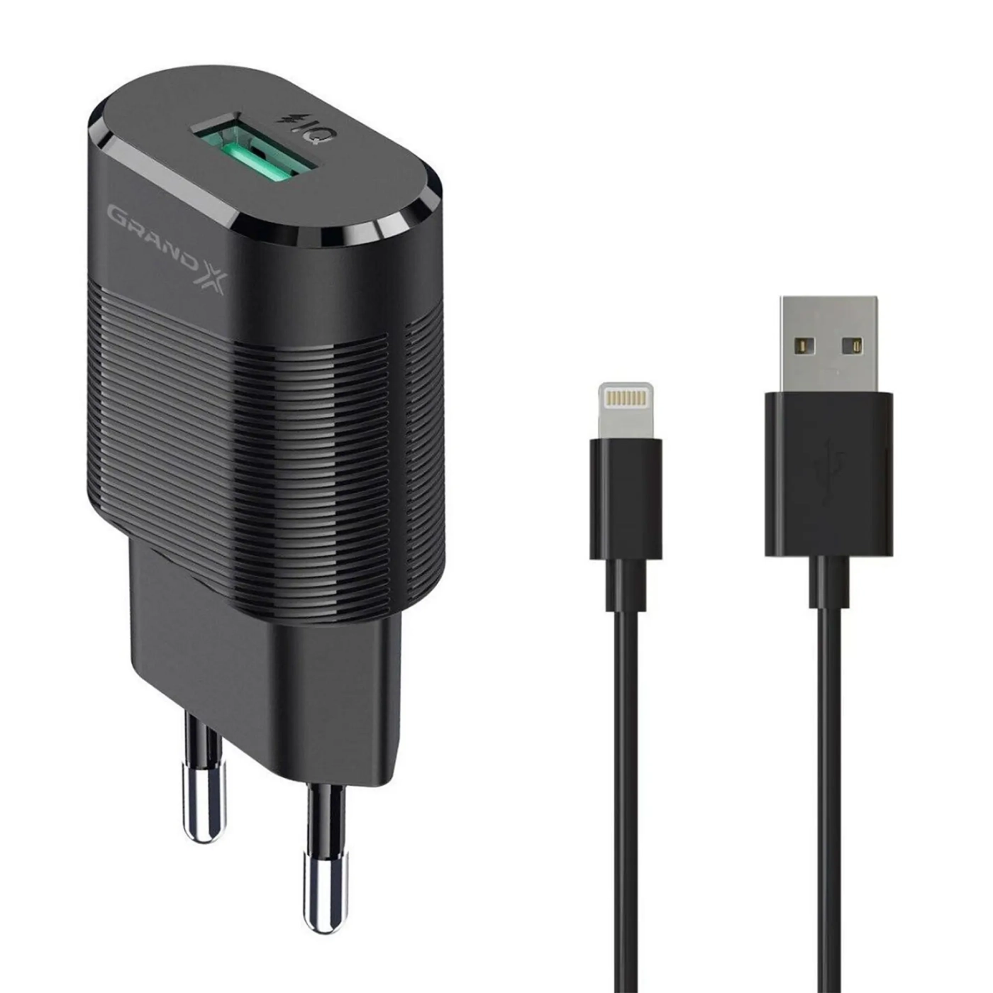 Купить Зарядное устройство Grand-X USB 5V 2,1A с защитой от перегрузок + cable USB -> Lightning (CH-17BL) - фото 0
